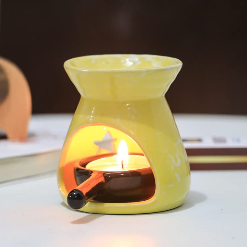 Green Ceramic Essential Oil Burner Tealight Candle Holder Decorative Aroma Diffuser
