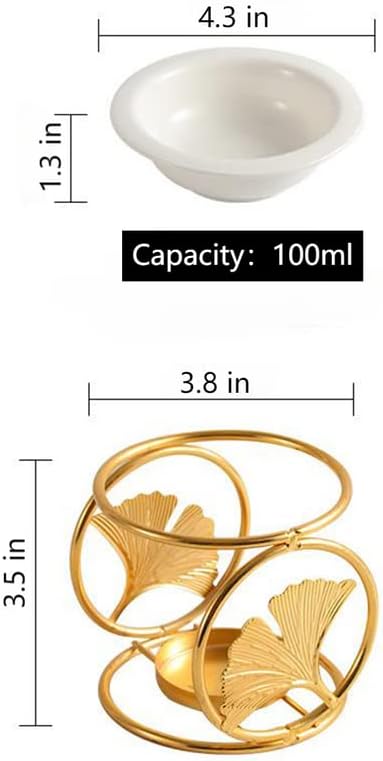 Golden Ginkgo Leaf Essential Oil Burner Aromatherapy Aroma Burner Oil Diffuser Candle Tealight Oil Warmer Yoga Spa Home Bedroom Decor Gift