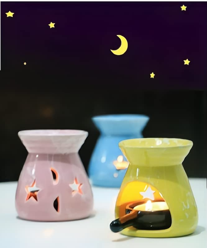 Green Ceramic Essential Oil Burner Tealight Candle Holder Decorative Aroma Diffuser