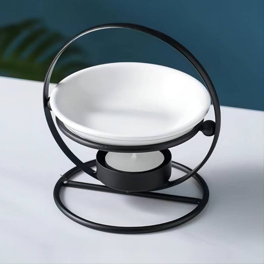 Delicate Romantic Metal Tealight Candle Holder Oil Burner Aroma Diffuser Furnace Home Decoration Black White