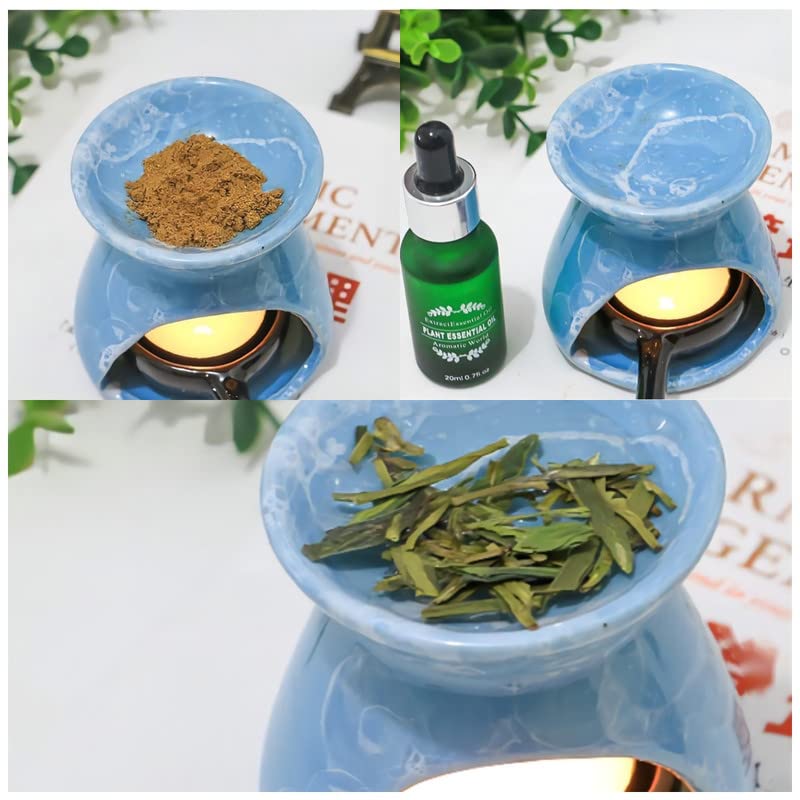 Green Ceramic Essential Oil Burner Tealight Candle Holder Decorative Aroma Diffuser