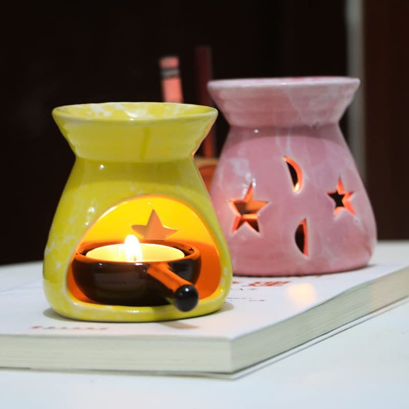 Green Ceramic Essential Oil Burner Tealight Candle Holder Decorative Aroma Diffuser