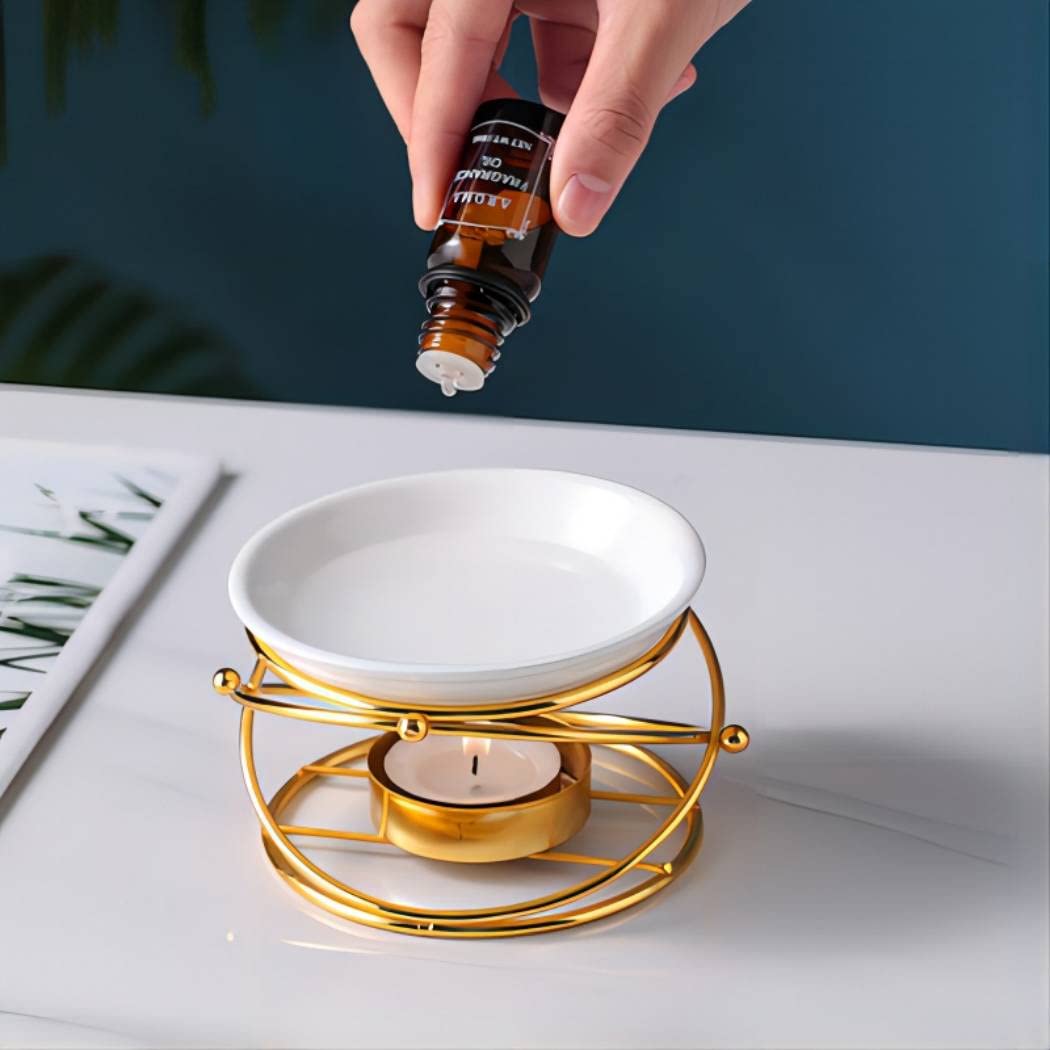 Delicate Romantic Metal Tealight Candle Holder Oil Tart Burner Aroma Diffuser Furnace Home Decoration Black White