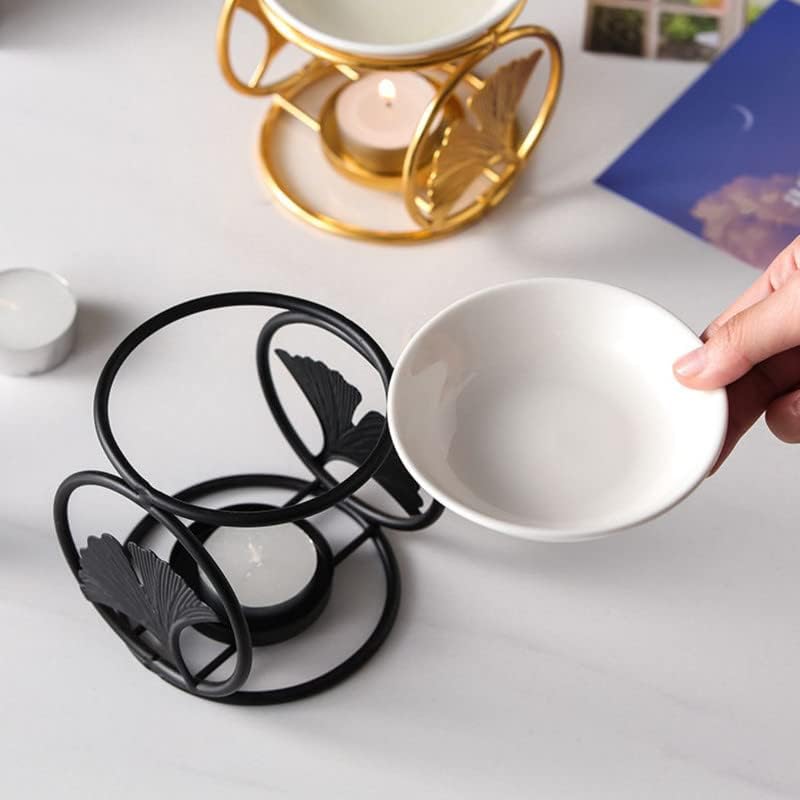 Golden Ginkgo Leaf Essential Oil Burner Aromatherapy Aroma Burner Oil Diffuser Candle Tealight Oil Warmer Yoga Spa Home Bedroom Decor Gift