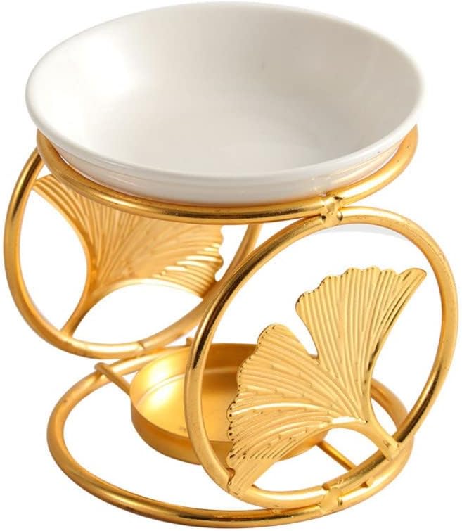 Golden Ginkgo Leaf Essential Oil Burner Aromatherapy Aroma Burner Oil Diffuser Candle Tealight Oil Warmer Yoga Spa Home Bedroom Decor Gift