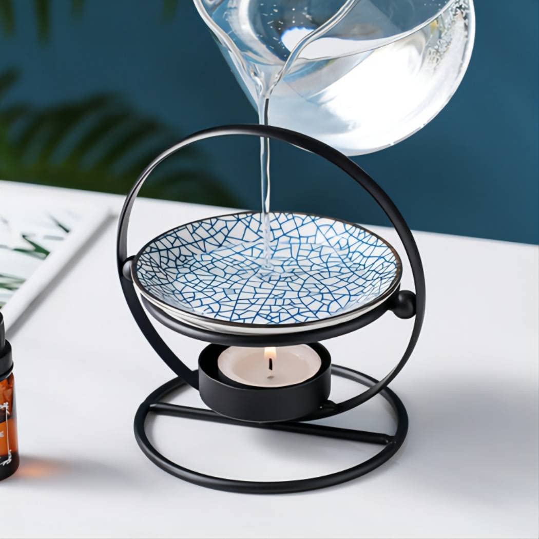 Delicate Romantic Metal Tealight Candle Holder Oil Burner Aroma Diffuser Furnace Home Decoration Black White