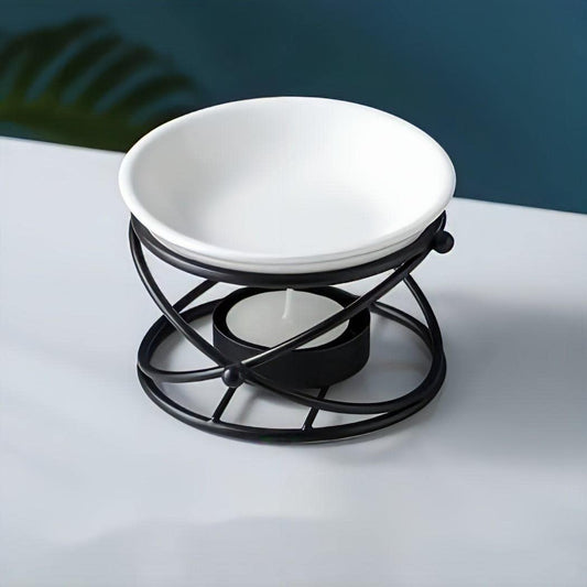 Delicate Romantic Metal Tealight Candle Holder Oil Tart Burner Aroma Diffuser Furnace Home Decoration Black White