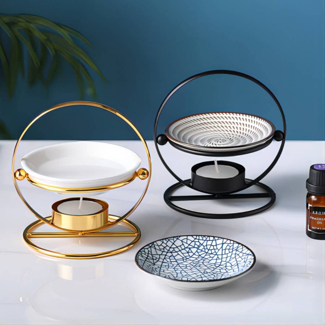 Delicate Romantic Metal Tealight Candle Holder Oil Burner Aroma Diffuser Furnace Home Decoration Black White